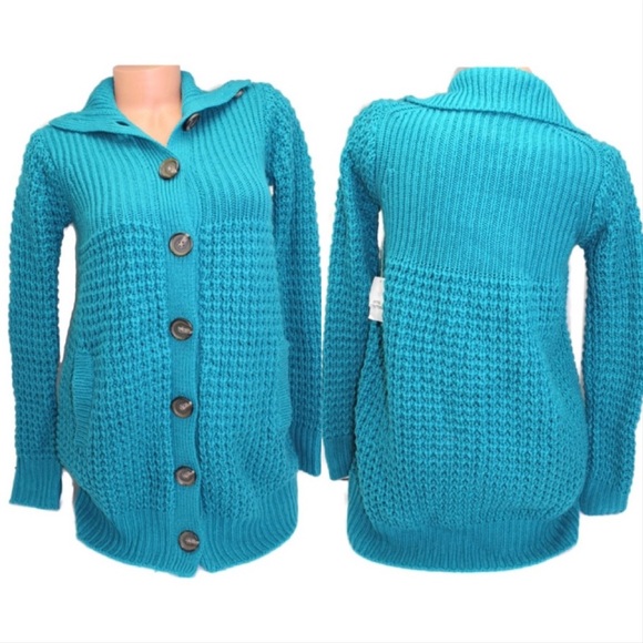 🌸New🌸 Moda International VS Tunic Sweater Size Xsmall Teal Blue NWT - Picture 1 of 9